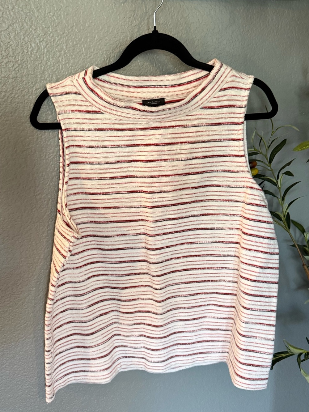 Ann Taylor Striped Sleeveless Knit Tank - Cream, Red & Blue